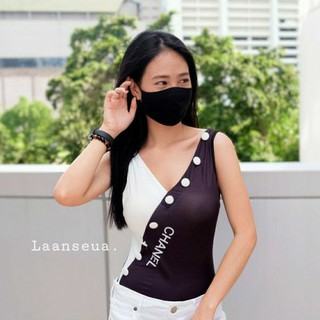 Bodysuit 2tone บอดี้สูททูโทนขาว-ดำ