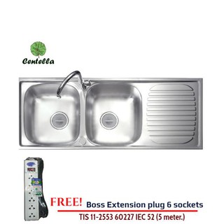 MEX Sink อ่างล้างจานสเตนเลส DL212MN สแตนเลส Free Boss Extension plug 6 sockets TIS 11-2553