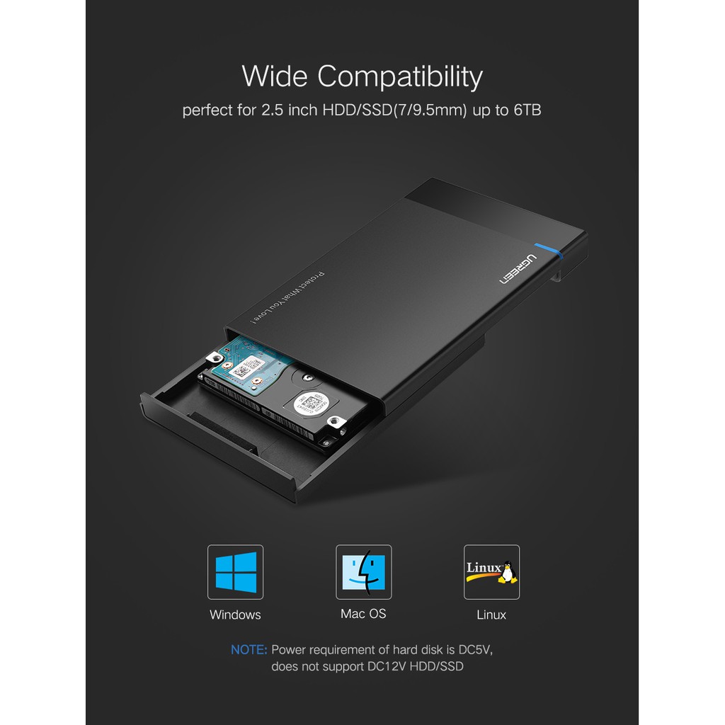 UGREEN รุ่น 30847 USB 3.0 External Box Hard Drive 2.5  กล่องใส่ฮาร์ดดิส External Hard Drive Adapter USB 3.0 to SATA
