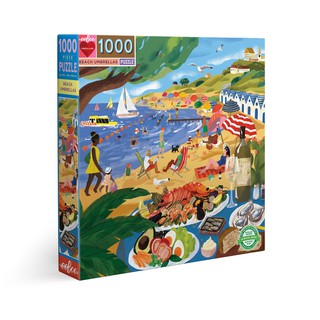 eeboo Beach Umbrellas 1,000 Pc Sq Puzzle - จิ๊กซอว์รูปบรรยากาศชายทะเลแบบ 1,000 ชิ้น