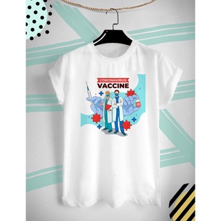 เสื้อยืดวัคซีน โควิด ฉีดวัคซีนกันเถอะ Time to Vaccinate ใส่สบาย ไม่ยืด ไม่ย้วย