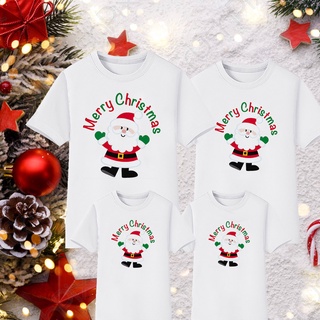 TT-Christmas Family Set Matching Outfits Santa Claus T Shirt Mother Daughter Short Sleeve “Merry Christmas” Father Son C