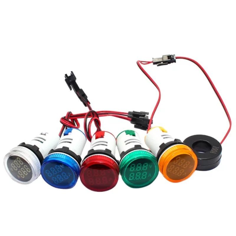 2 in 1 NIN VoIt Amp Meter หลอดไฟหน้าตู้ AC60-500V, 22มิล อย่างดี 🇹🇭 (สินค้าพร้อมจัดส่งทันที)