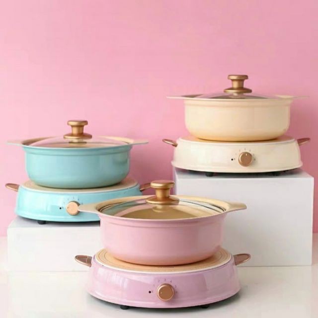 คู่ครัว พรีออเดอร์ เตาไฟฟ้า+หม้อ+กระทะ เคลือบเซรามิก RICOPA ญี่ปุ่น สีสวย ใช้ง่าย ไมหม้อเคลือบเซรามิ