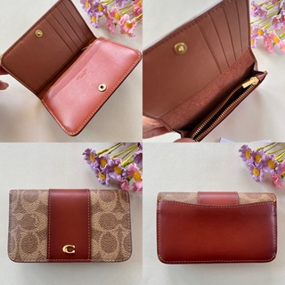 🎀 (สด-ผ่อน) กระเป๋าใส่การ์ด, นามบัตร, เหรียญ งาน shop C5870 Coach Slim Card Case In Signature Canvas