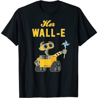 เสื้อยืดผ้าฝ้ายพรีเมี่ยม เสื้อยืด พิมพ์ลาย Disney Pixar Wall-E Her Wall-E สําหรับคู่รัก