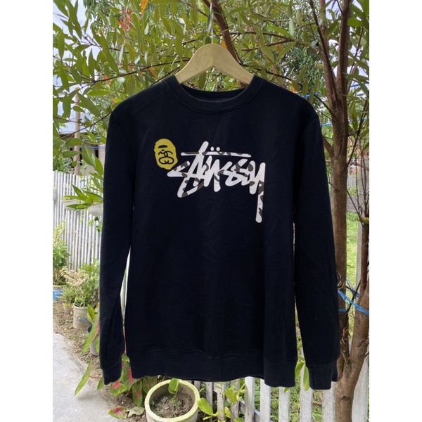 คอกลม Stussy x Bape Second