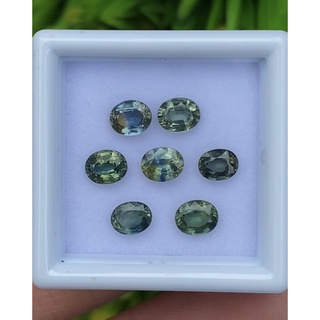 พลอย เขียวส่อง (ฺBluish Green Sapphire) 7 เม็ด (Pcs.) พลอยแท้ อัญมณีมงคลประจําวันเกิด รับทำแหวน เครื่องประดับพลอย