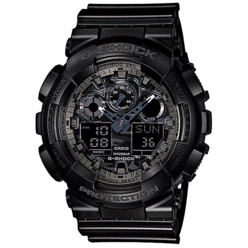 Casio G-Shock นาฬิกาข้อมือผู้ชาย สายเรซิ่น รุ่น GA-100,GA-100CF,GA-100CF-1A - สีดำ