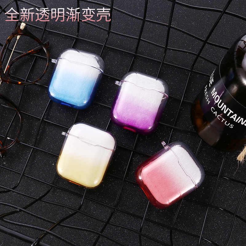 เคสหูฟัง แบบแข็ง สีโปร่งใส ไล่โทนสี สำหรับ AirPods