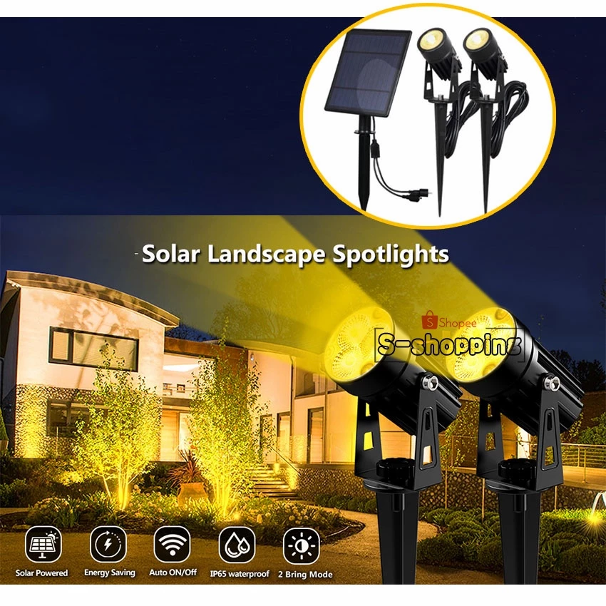 Warm white TS-S4502 Solar Spotlights 3LED+3LED 3000K โคมไฟปักสนามโซล่าเซลล์