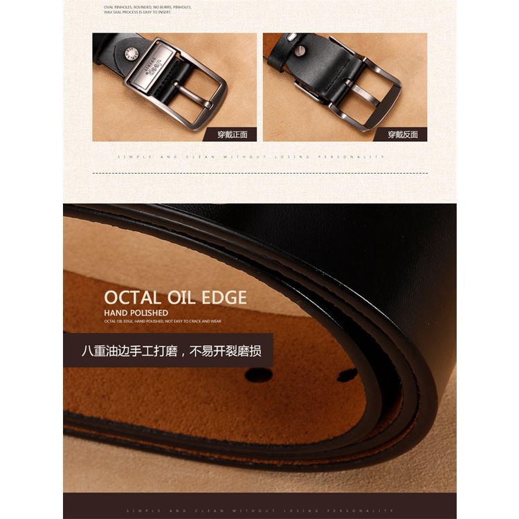 Jeep SPIRIT 1941 ESTD เข็มขัดหัวเข็มขัดเข็มหนังสองชั้นสําหรับผู้ชาย - รูปที่ 5