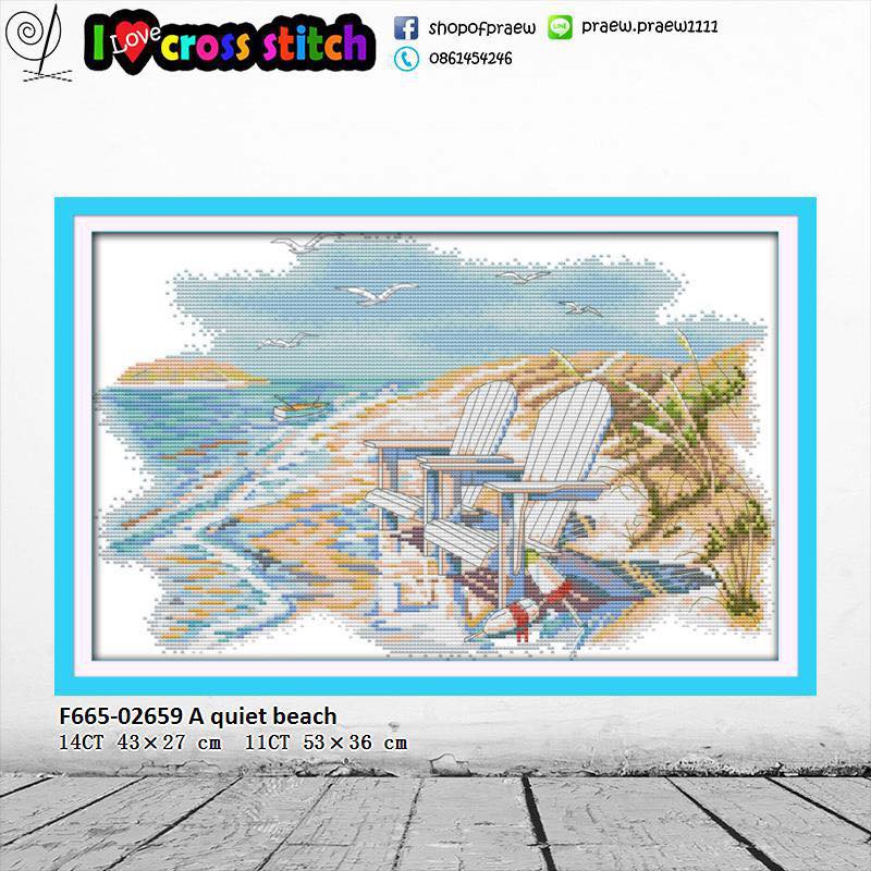 ครอสติช F665 ริมทะเล (พร้อมส่ง14ct)
