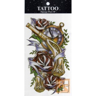 Tattoo Fashion แท็ททู สติกเกอร์ กุหลาบ Rose ปืน Gun T-0010