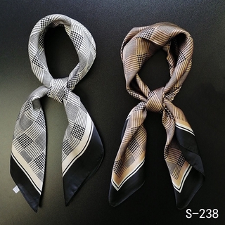 CICI Multifunctional Satin Scarves Plaid Vintage Scarf ผ้าพันคอผ้าไหมขนาดเล็กสไตล์เกาหลี ผ้าพันคอผ้าไหม สไตล์วินเทจ