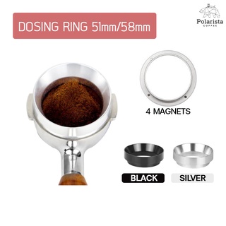 Dosing Ring with Magnet 51mm/58mm ที่รองผงกาแฟ สี Silver/Black