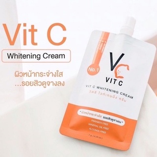 ครีมวิตซี ครีมVC  Vit C Whitening Cream แบบซอง 7g. ครีมวิตซีน้องฉัตร วิตซีไวท์เทนนิ่งครีม  VitCWhiteningCream ครีมvitC