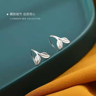 S925 Sterling Silver ต่างหูรูปใบไม้แฟชั่นสําหรับผู้หญิง