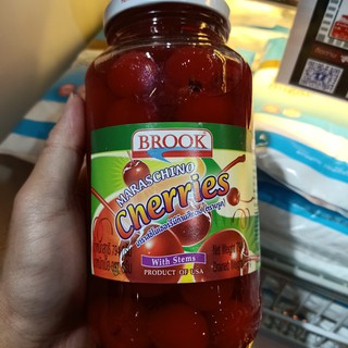 ecook มาราสชิโน เชอรี่แดง มีก้าน ตรา brook maraschion cherry 704กรัม