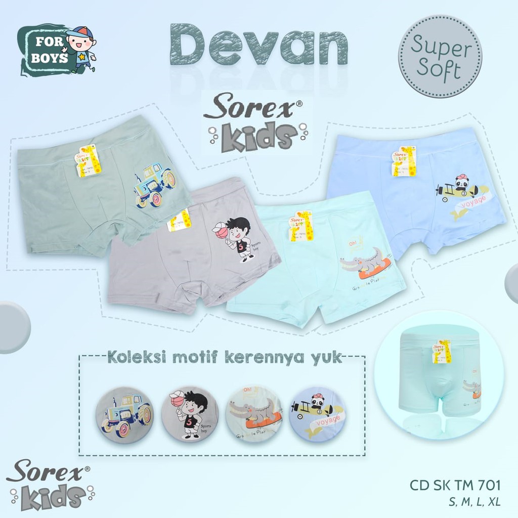 KATUN Sorex SK TM908 & TM701 กางเกงบ็อกเซอร์ผ้าฝ้ายนุ่มพิเศษสําหรับเด็กผู้ชาย / CD TM 908 & TM701