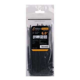 เคเบิ้ลไทร์ สายรัด หนวดกุ้ง ดำ ELEKTRA 6 นิ้ว 150 มม. CABLE TIES BLACK 6 INCHES 150MM ELEKTRA