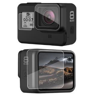 ฟิล์มหน้าจอกระจกฟิล์มกันรอยสำหรับ GoPro ฮีโร่ 8 เลนส์กระจกนิรภัยสำหรับ Go Pro ฮีโร่ 8 สีดำกล้องกระทำ