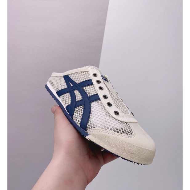 Onitsuka Slip-On Mesh Upper Lazy Half Slippers รองเท้าลําลองกีฬาน้ําหนักเบาของญี่ปุ่น