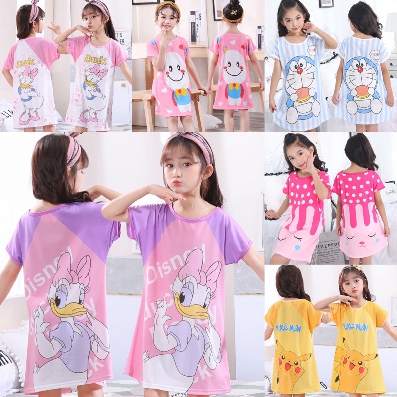 ลด10% โค้ด DDXDECW4 Lukkids Shop ชุดนอนเด็กผู้หญิงลายการ์ตูนทรงกระโปรงพร้อมส่ง95cm-135cm นื้อผ้าลื่นใส่สบาย