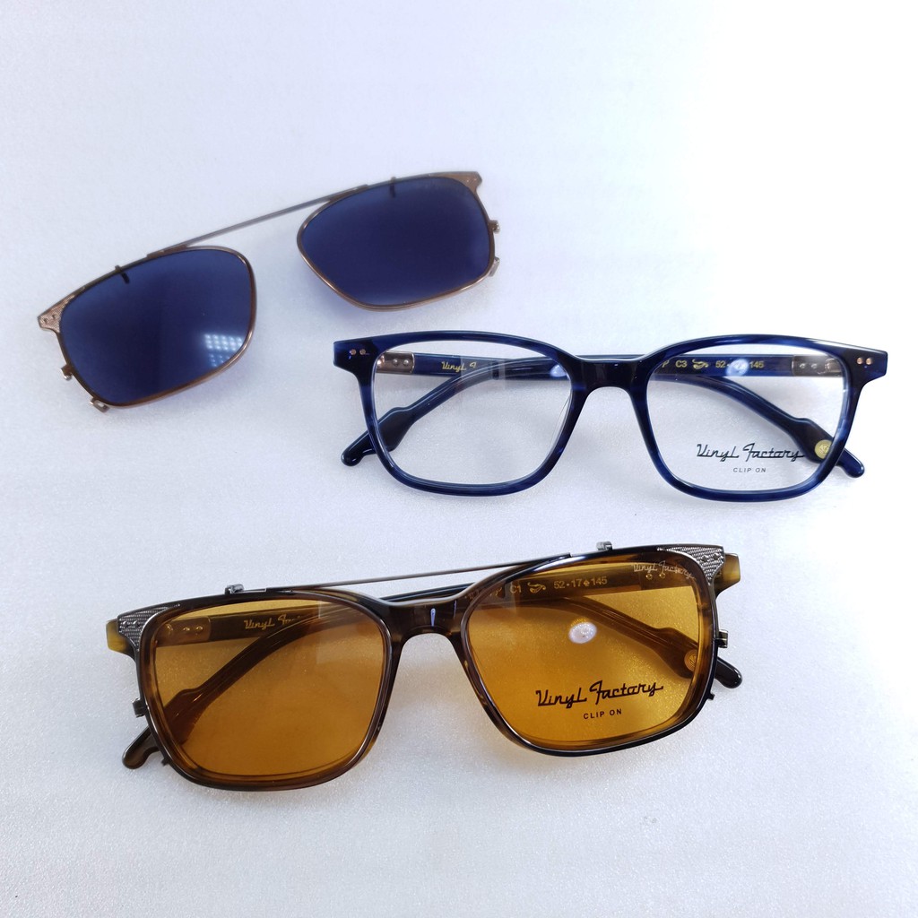 กรอบแว่น + คลิปออน Vinyl Factory Acetate Clip-on Glasses Frame with Clip on คลิปออน แว่นคลิปออน Retr