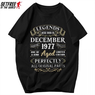 คอลูกเรือพร้อมส่ง เสื้อยืดแขนสั้น คอกลม ผ้าฝ้าย 100% พิมพ์ลาย Legends Were Born In December 1977 หลากสี แฟชั่นฤดูร้อน สํ