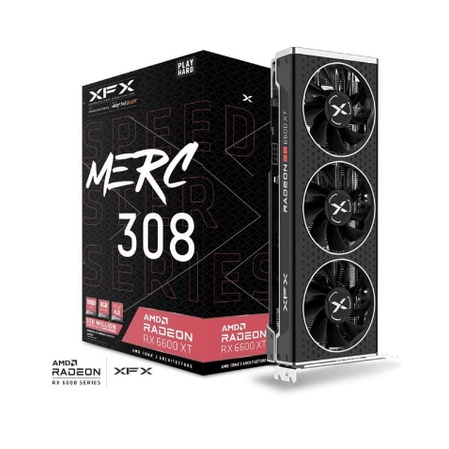 (2การ์ดจอคู่)  XFX Speedster MERC 308 AMD Radeon™ RX 6600 XT Black Gaming Graphics Card with 8GB GDDR6, AMD RDNA™ 2