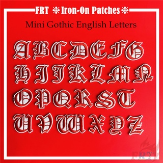 ☸ แผ่นแพทช์รีดร้อน ลายตัวอักษรภาษาอังกฤษ Q-2 สีแดง ขนาดเล็ก สไตล์โกธิค ☸ แผ่นแพทช์ รีดติดเสื้อผ้า ปักลาย DIY 1 ชิ้น