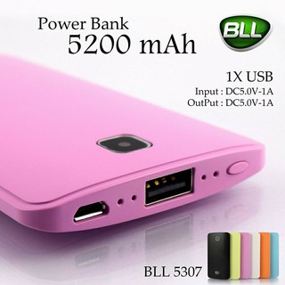 BLL 5307 พาวเวอร์แบงค์ 5200 mAh ขนาดกะทัดรัด โทนสีสดใส ของแท้ 100%