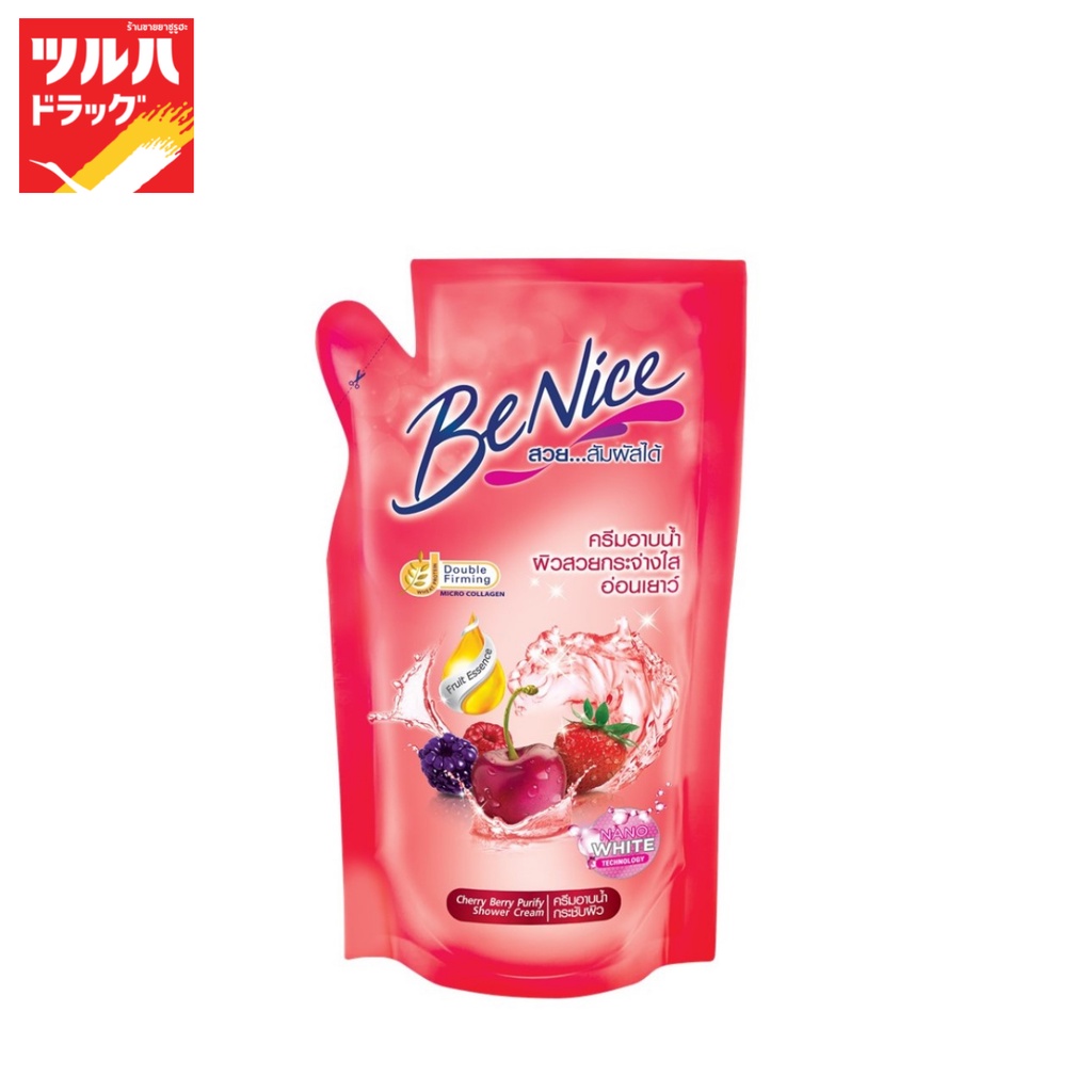 บีไนซ์ครีมอาบน้ำ สูตรเพื่อผิวอ่อนเยาว์ แดง 400 มล. ถุงเติม/BENICE CHERRY BERRY PURIFY SHOWER CREAM RED 400 ML POUCH