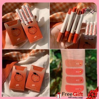 Tanako Peach Girl Matte Silky Lipstick set 4 piece