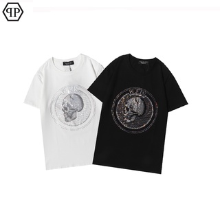 เสื้อยืดแขนสั้น ผ้าฝ้าย พิมพ์ลาย Philipp PLEIN แฟชั่นสําหรับผู้ชาย และผู้หญิง