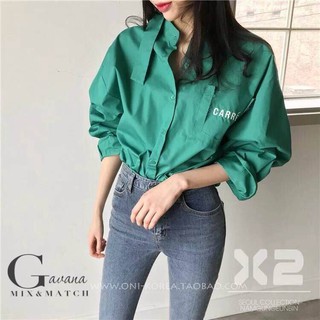 เสื้อเชิ๊ตแขนยาว ทรง oversize หน้าสั้นหลังยาว
