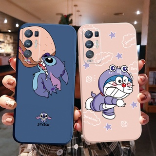 เคสโทรศัพท์มือถือ ซิลิโคนนิ่ม ขอบตรง ลายการ์ตูนโดราเอมอน Stitch สําหรับ OPPO Reno6 Z 5G Reno 5 Pro 4 4G 3 Reno2 Z F