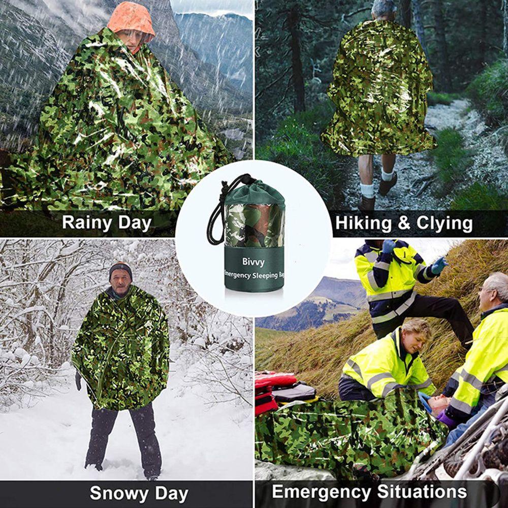 Keepin ถุงนอน Keep Warm Camping ผ้าห่มฉุกเฉินกลางแจ้งกันน้ําน้ําหนักเบา Windproof Survival ผ้าห่มกระเป๋า