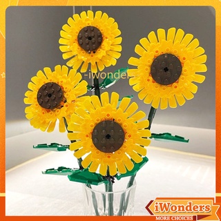 ใช้งานร่วมกับ MOC Sunflower Bouquet Building Blocks ของขวัญของเล่นสำหรับเด็กผู้หญิง