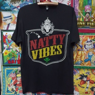 เสื้อยืดมือสอง Usa เสื้อวงเร้กเก้ NATTY VIBES สานเขียว Size L.อก22/ยาว29