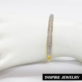 Inspire Jewelry ,กำไล Design ฝังเพชรสวิส งานจิวเวลลี่ ตัวเรือนหุ้มทองแท้100% 24K พร้อมถุงกำมะหยี่