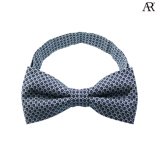 ANGELINO RUFOLO Bow Tie ผ้าไหมทอผสมคอตตอนคุณภาพเยี่ยม โบว์หูกระต่ายผู้ชาย ดีไซน์ Dot สีน้ำเงิน/สีน้ำตาล