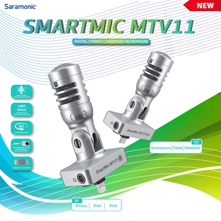 Saramonic SmartMic MTV11 Digital Stereo Condenser Microphone สำหรับ  ios และ android