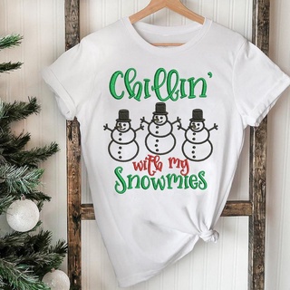 Women Merry Christmas  Tees New Year Holiday Fashion Ladies Snowman Funny Top Tshirt Nice Vacation T-shirt DW113 pa