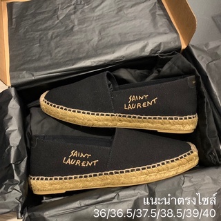 ของแท้💯 SAINT LAURENT Canvas Espadrilles ดำ พร้อมส่ง