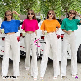 Crop Top เสื้อครอป คอกลม แขนสั้น เนื้อผ้าคอตตอนเรียบๆสีพื้น