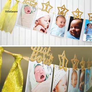 lx 1st baby birthday ป้ายธงลายดาวมีกลิตเตอร์สําหรับแขวนประดับตกแต่งงานปาร์ตี้วันเกิดเด็ก 1-12 เดือน