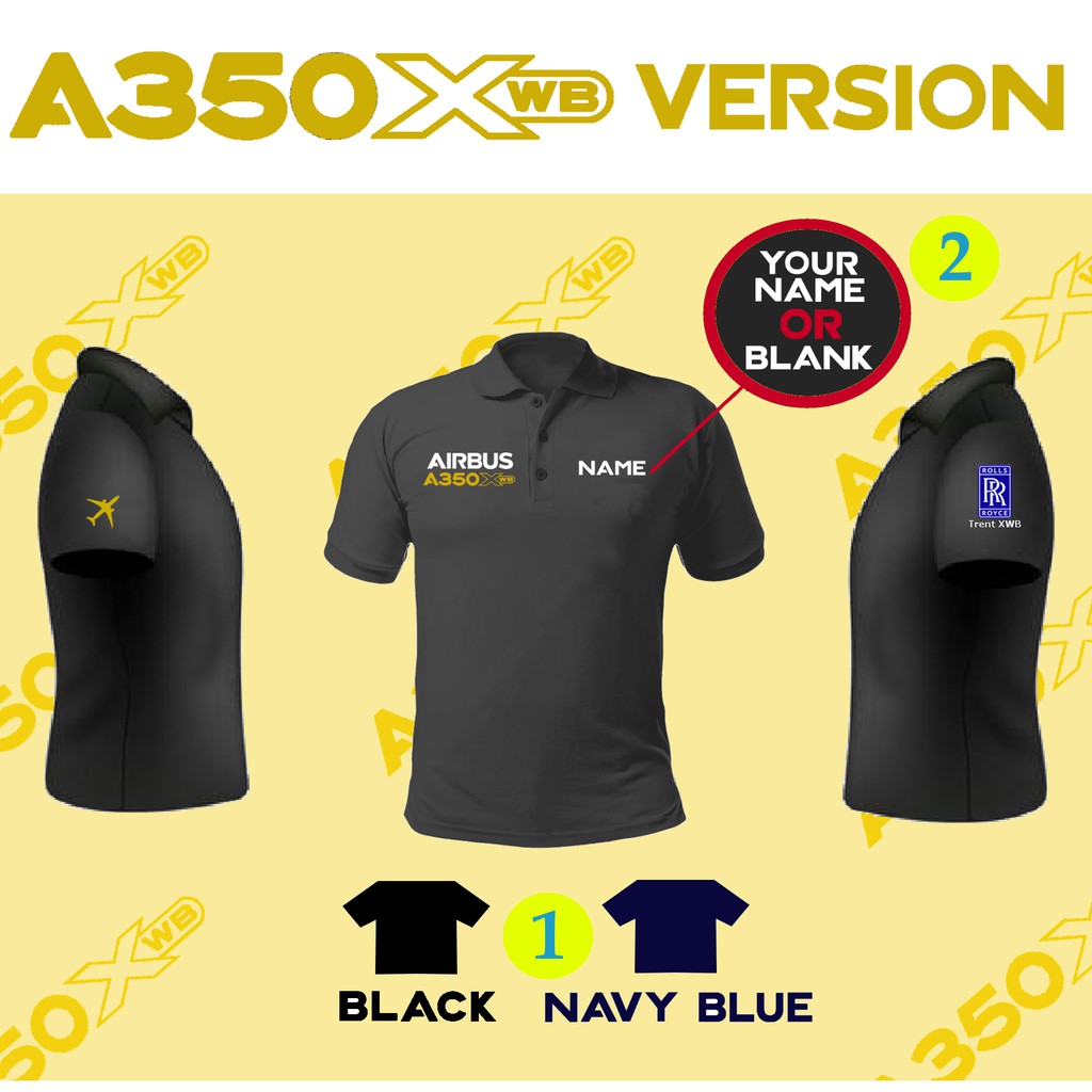 เสื้อยืดโปโลปักลาย Airbus A350 XWB