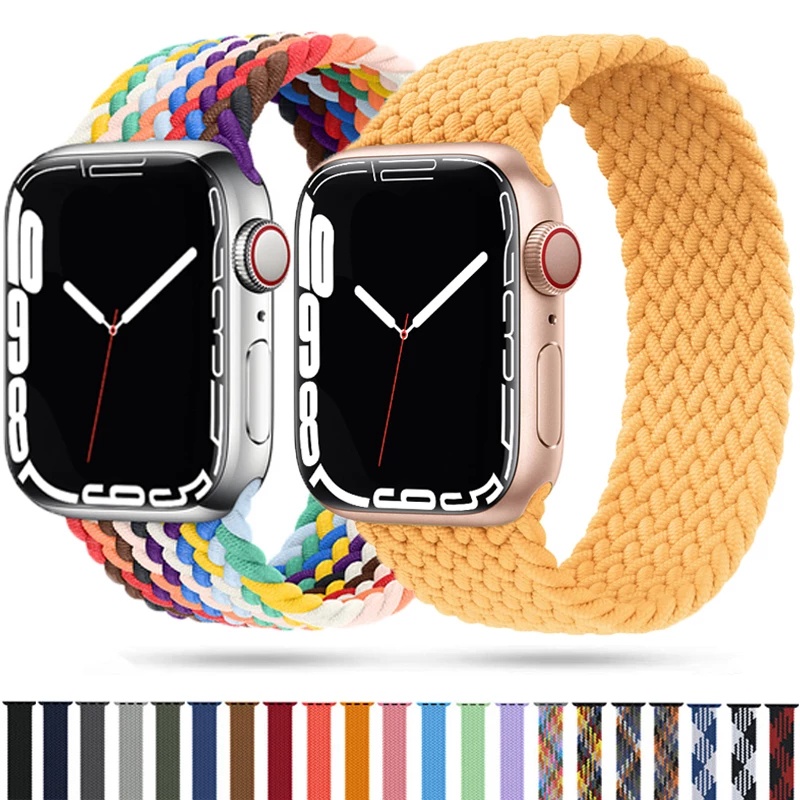 สายนาฬิกาข้อมือไนล่อนถัก สําหรับ Apple Watch Band 7 6 SE 5 3 bands 45 มม. 41 มม. 44 มม. 40 มม. iWatch Series 7 6 5 4 2